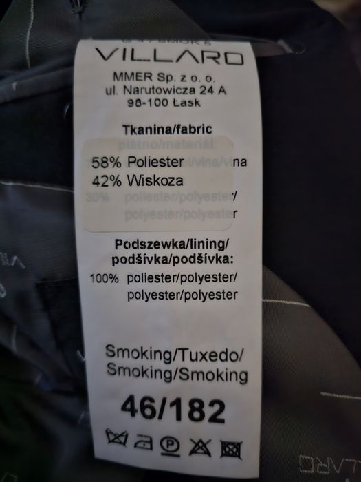 Pełny zestaw smokingowy Villaro - STAN JAK NOWY