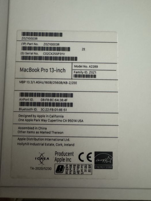 Apple MacBook Pro 13" 2020 | i5 | 16GB RAM | 256GB SSD | Pudełko | Zadbany