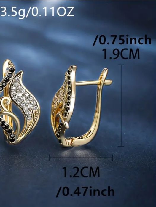 Kolczyki listki czano/białe