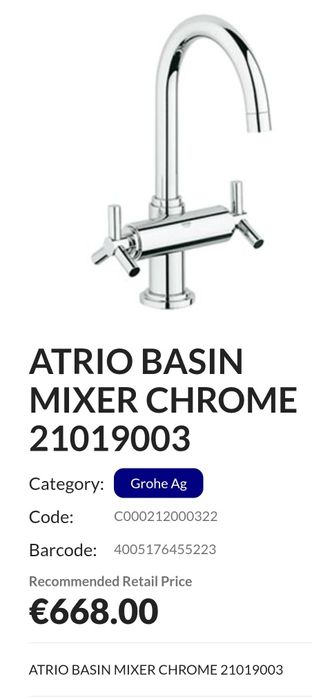 Torneira Lavatório Grohe Atrio L NOVO