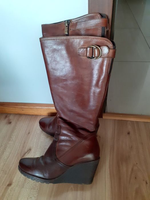 Kozaki skórzane brązowe