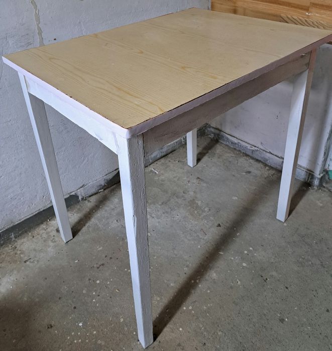 Stół Kuchenny Drewniany Biały - Nieduży, Praktyczny, Stary