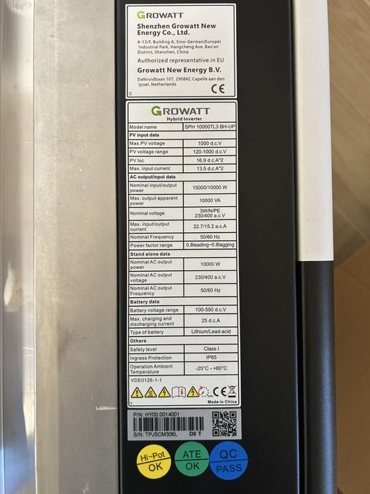 Гібридний інвертор Growatt SPH 10000 TL3 BH-UP 10 кВт