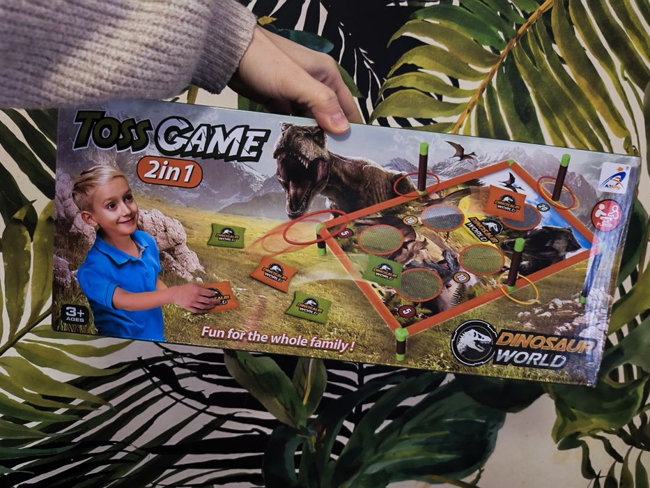 Gra Zręcznościowa Rzut Woreczkiem Obręczą 2w1 Plansza Dinozaury