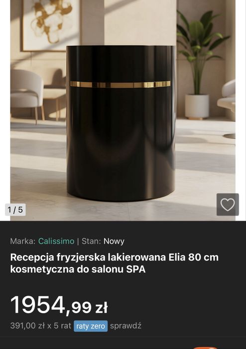 Recepcja czarna połysk złoto
