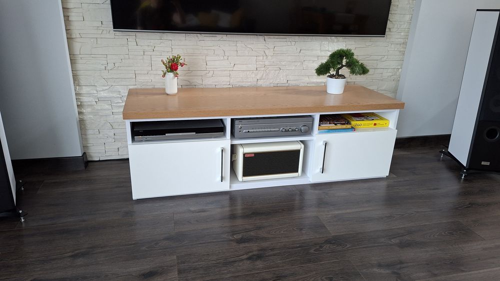 Szafka RTV biała dąb 150 cm