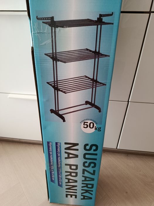 Suszarka na pranie 3 poziomowa,na balkon, ogród, XXL z kółkami,czarna