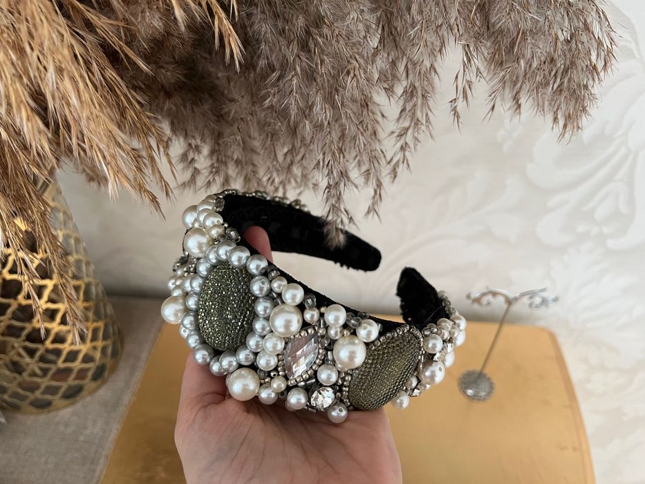 Гребень для волос с камнями гребінець ручной работы / ободок