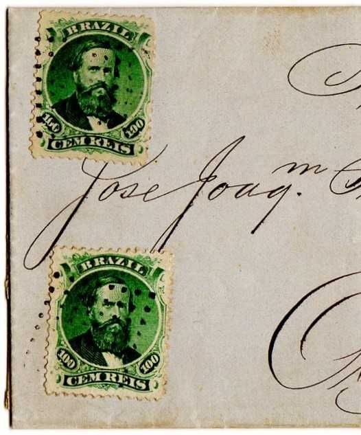 RARA Carta com Selos Postais do Império do Brasil de 1866 D. Pedro II "Barba Preta"