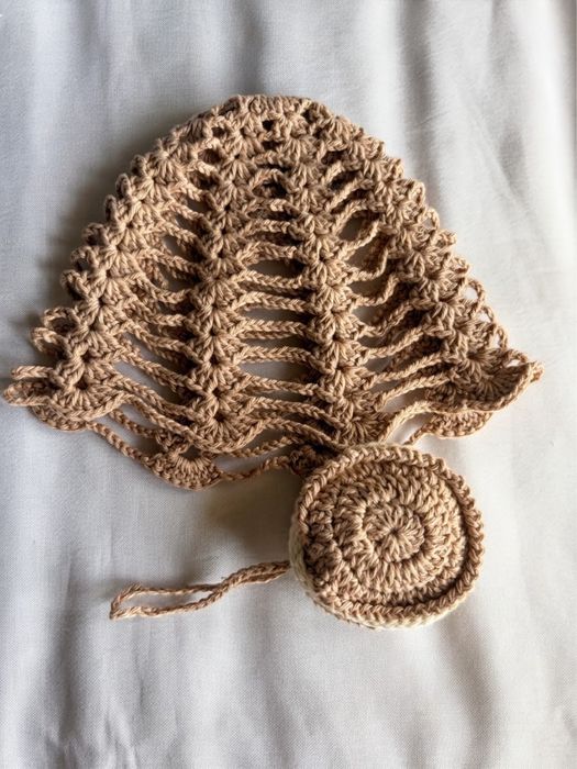 Conjunto Crochet Headpiece + Porta-Fones | Feito à Mão | Bege