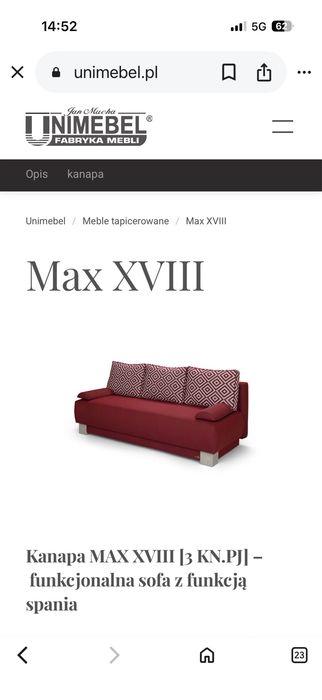 Kanapa Sofa z funkcja spania UNIMEBEL Max XVIII
