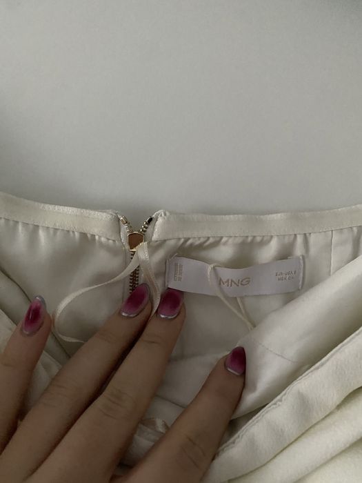 Biały krótki top z kokardą Mango kremowy ecru rozmiar S 36