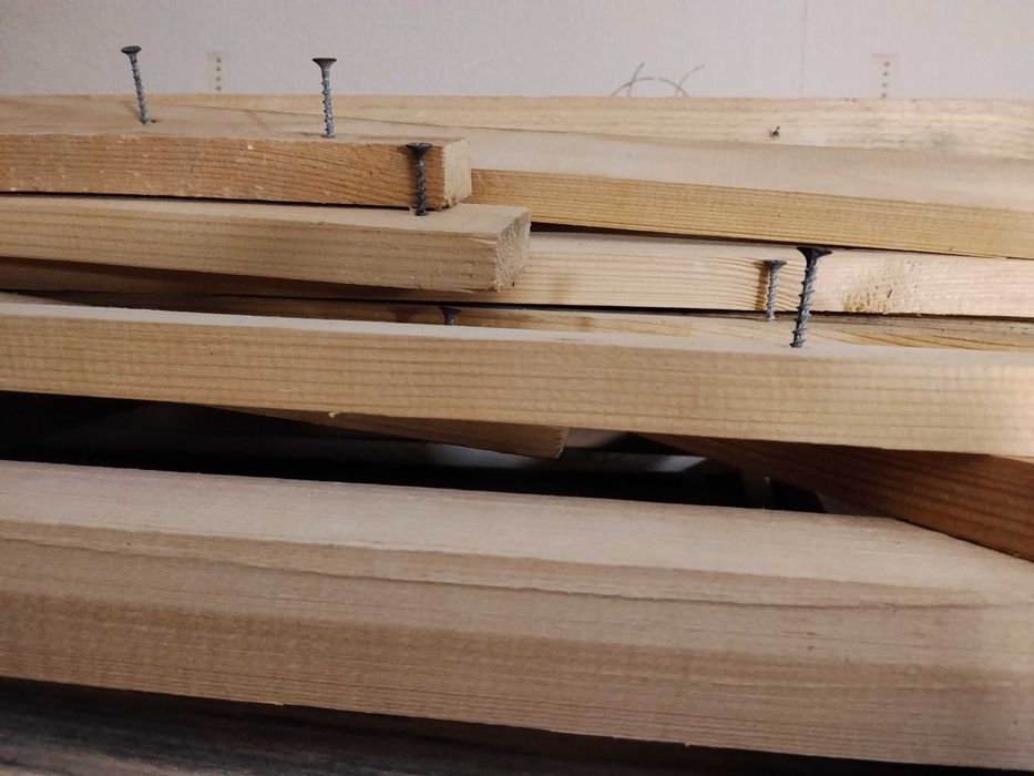 Деревянный сборный стеллаж h=149 см, b=56 см, L=180 см  на 2 полки