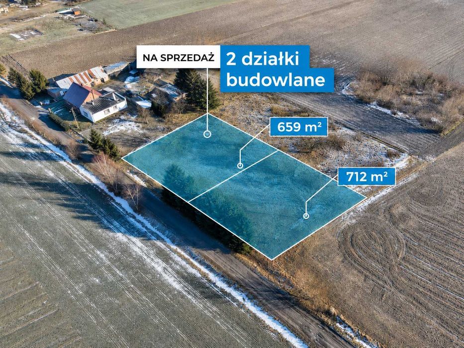 Działka budowlana 659 m² z WZ | Boguniewo k. Rogoźna | prąd i woda przy granicy | las i 2 jeziora obok - Więcej