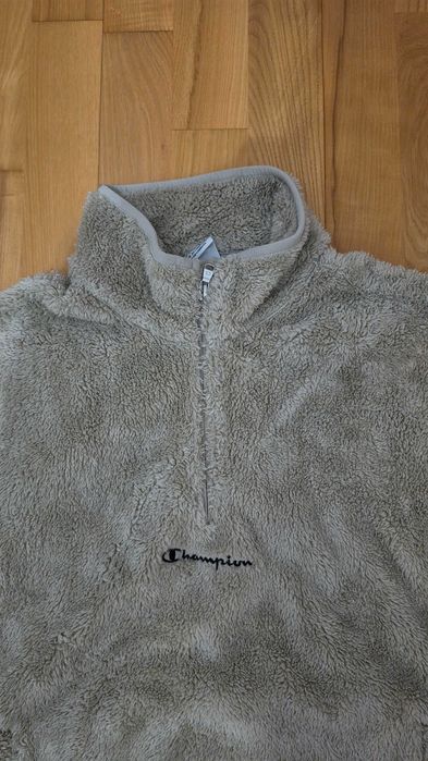 Champion Polar Teddy Half Zip – beżowy polar sherpa z haftem