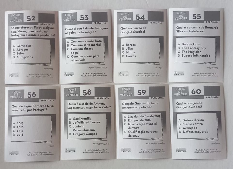 Conjunto 8 cromos Fome de vencer