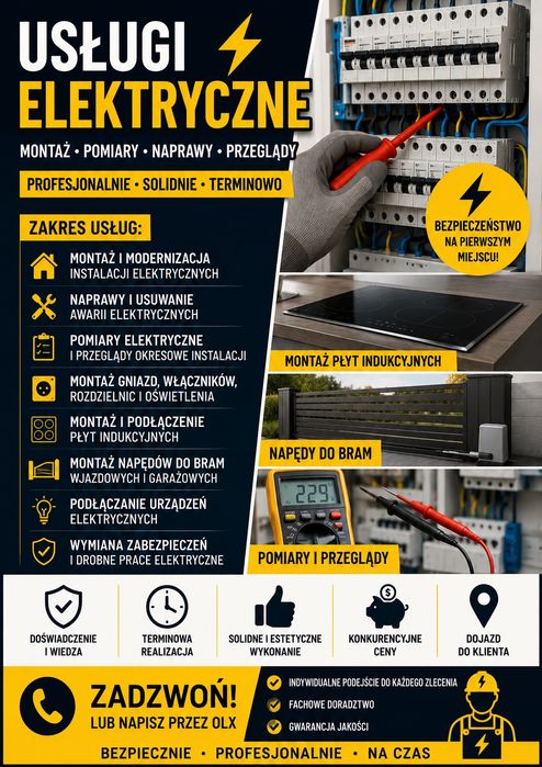 Elektryk Olsztyn, Usługi elektryczne, pomiary elektryczne, montaż napędów do bram , instalacje elektryczne, montaż klimatyzacji