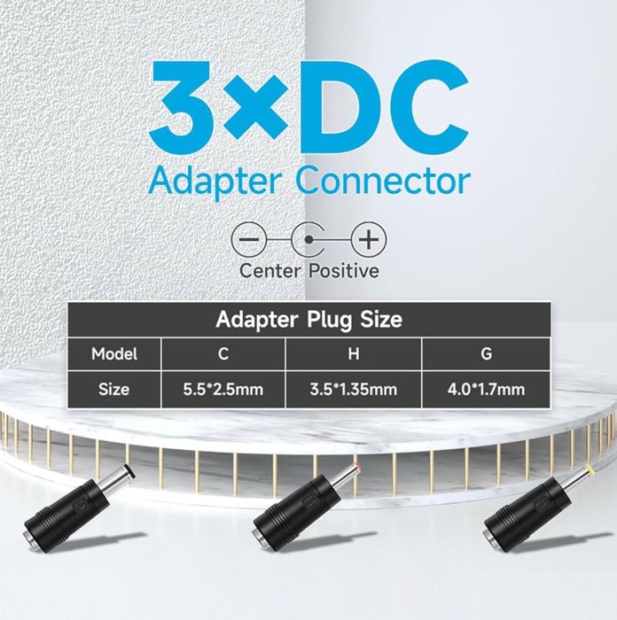 ANLINK Zasilacz AC do DC 12V, prąd 0,5A, moc 6W, 3 wymienne końcówki