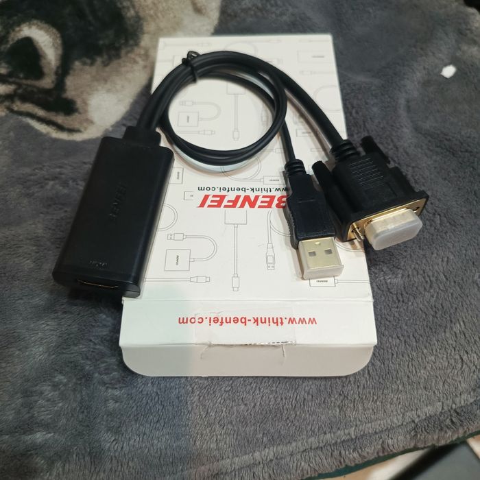 BENFEI modny adapter VGA–HDMI, przetwornik 1080p z dźwiękiem.