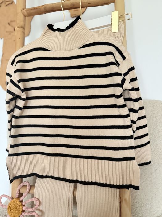 Костюм теплий трикотажний в полоску бежевий беж 110 116 122 128 134