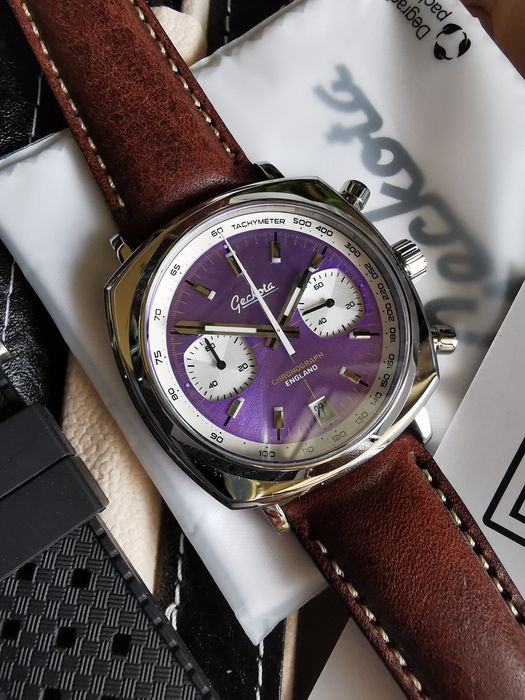 Zegarek Geckota Chronotimer Racing Chronograph Sunburst Purple Dial