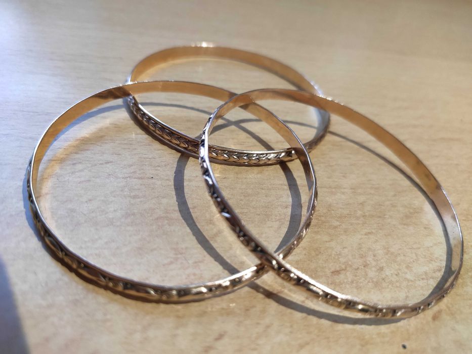 Złote sztywne Bransoletki bangle 3szt. próba 583 42,3g