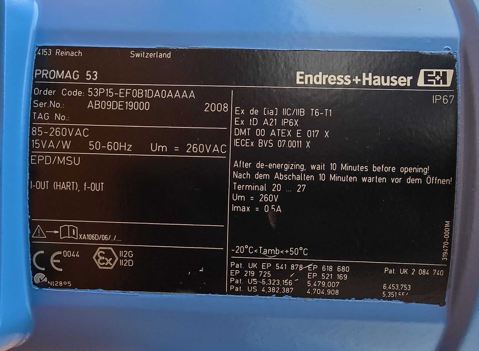 Przepływomierz Magnetyczny Endress Hauser Promag 53 DN15 Nierdzewny Ex