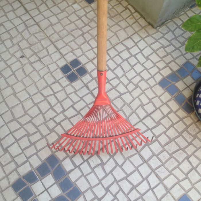 Ancinho de jardim apanha folhas como novo .
