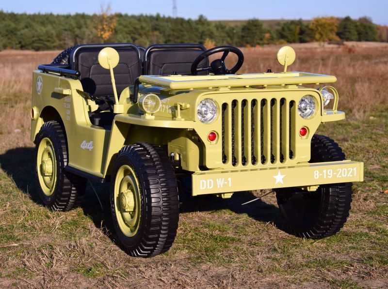 BAWIBUS.PL Auto samochód na akumulator JEEP WOJSKOWY retro 4x4 buggy