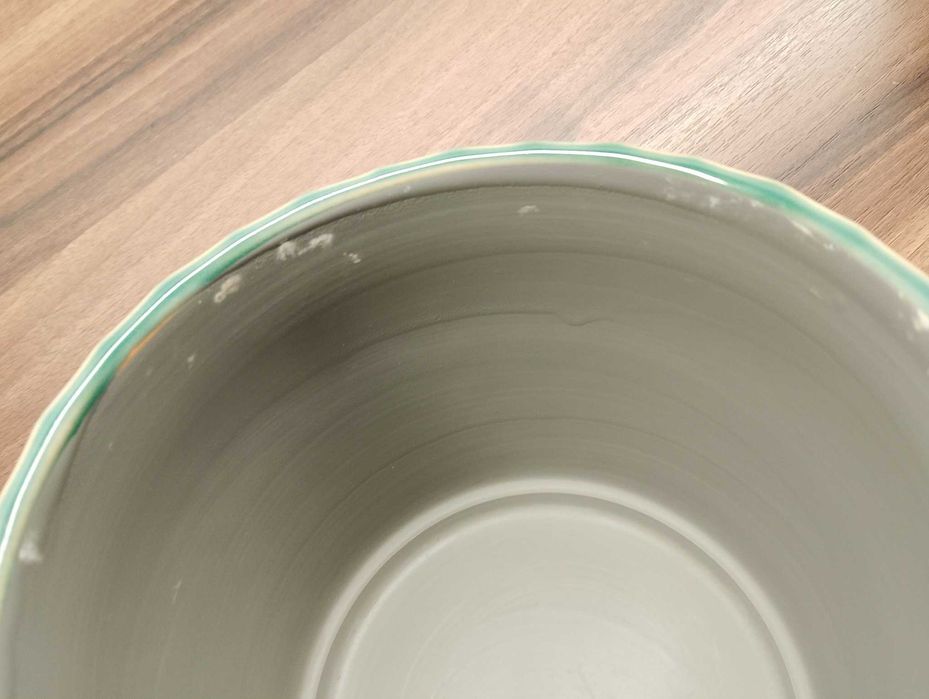 Robina ceramiczna donica doniczka butelkowa zieleń w jodełkę