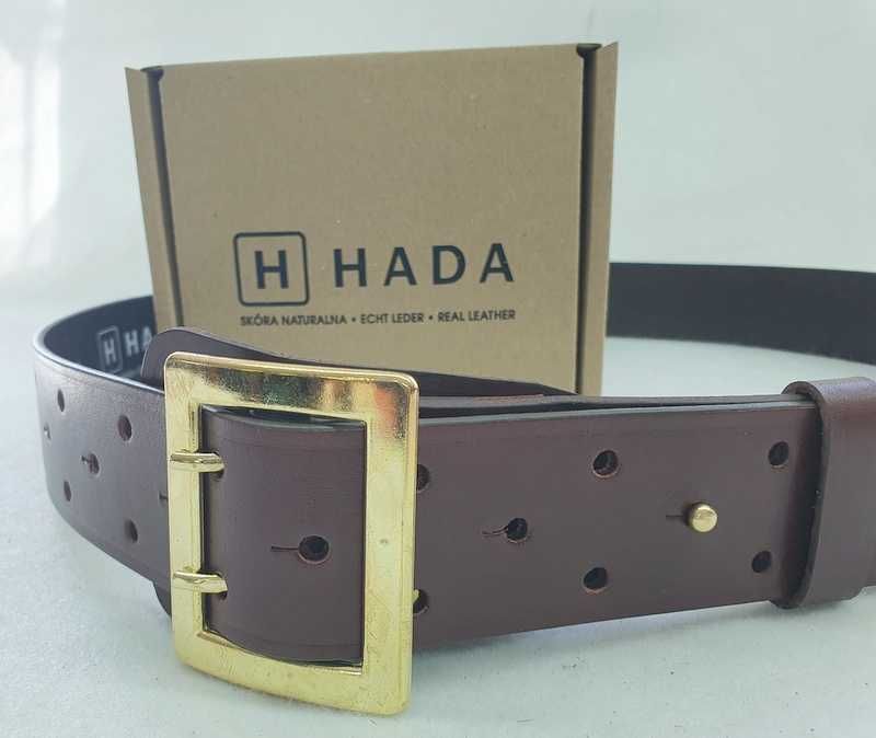 Pas wojskowy oficerski rozmiar 145 jasny brąz kolor klamry złoto