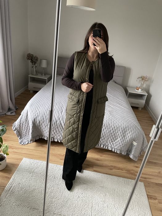 Khaki długa  pikowana kamizelka damska Only r.M