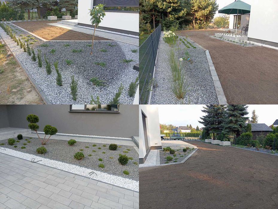 Zakładanie trawników  nawodnienia glebogryzarka kosiarka zamiatanie