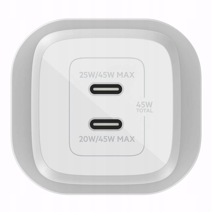 outlet belkin 45w pd pps dual usb-c gan charger white