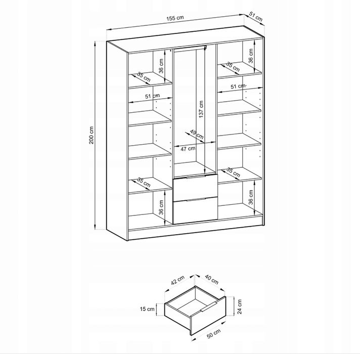 Szafa trzydrzwiowa grafitowa LAMELE