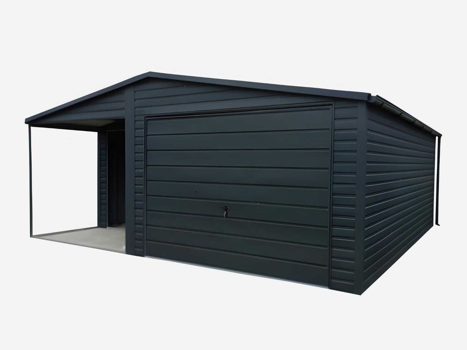 Garaże Blaszane Garaż ciemny grafit MAT Wiaty Blaszak – Producent