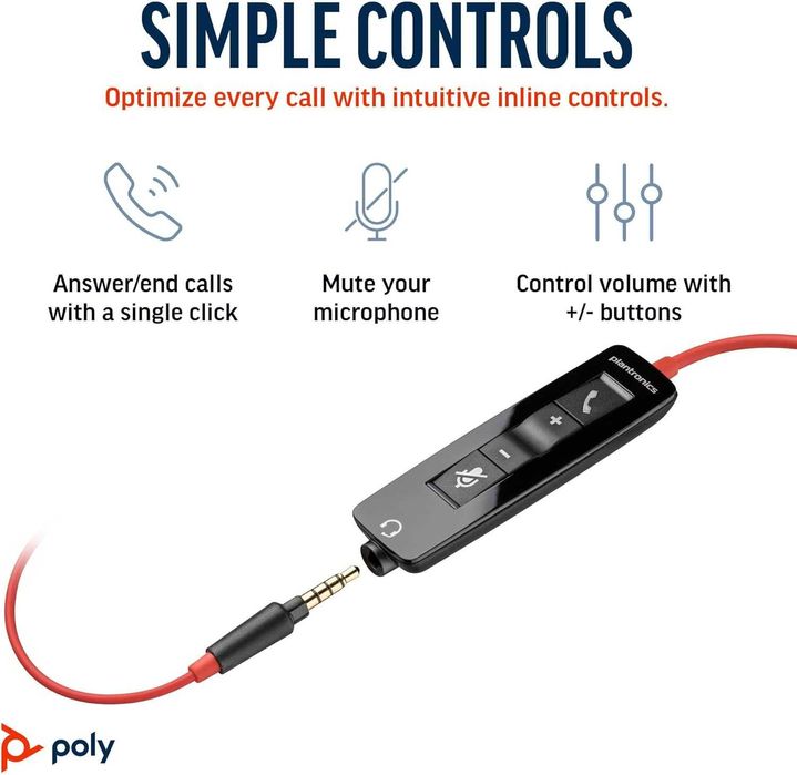 Poly Blackwire 5210 przewodowy zestaw słuchawkowy (Plantronics)