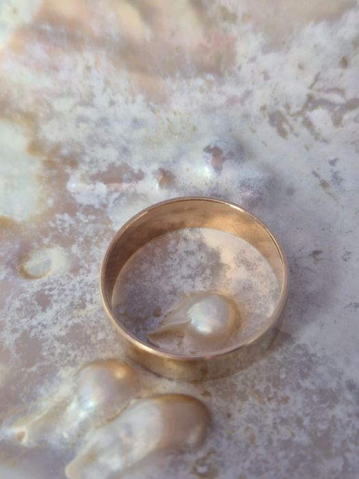 Złota 585 obrączka szeroka klasyczna prosta