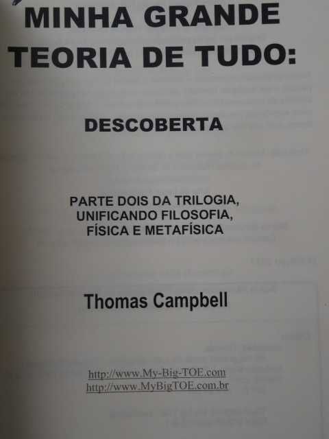 My Big Toe - Minha Grande Teoria de Tudo  de Thomas Campbell - 3 Volumes - 1ª Edição