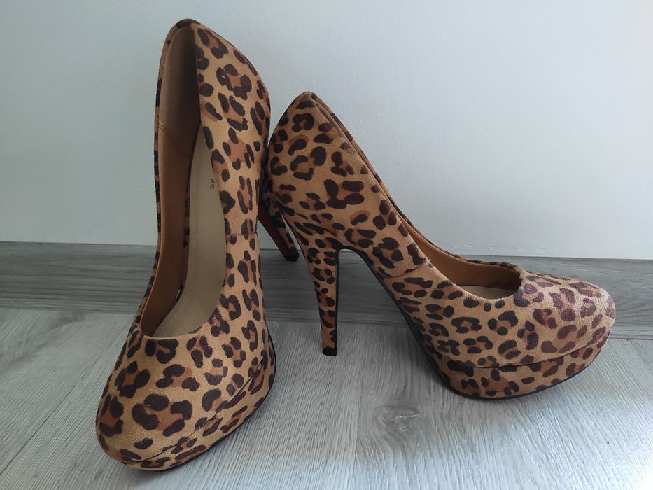 ## NOWE botki sexy szpilki brązowe panterka La Scarpe 38 39 40 ##