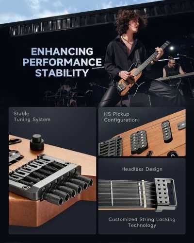 DONNER HUSH-X NATURAL gitara elektryczna + pokrowiec + akcesoria