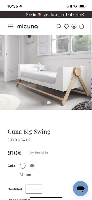 Cama Berço baloiço Swing Micuna com colchao incluido