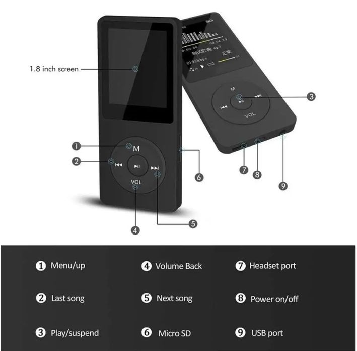 MP3-MP4 плеер 8GB+Micro SD,FM Radio,Bluetooth,EBook, диктофон,видео