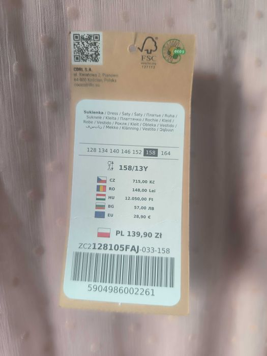Nowa sukienka Cocodrillo 158 wesele komunia