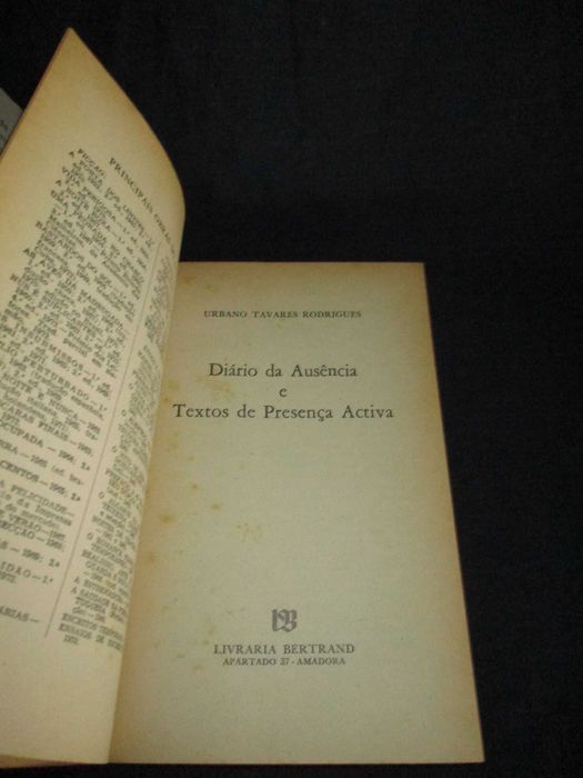 Livro Diário da Ausência Urbano Tavares Rodrigues