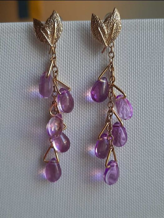 Kolczyki krople handmade Lilac rain nowe