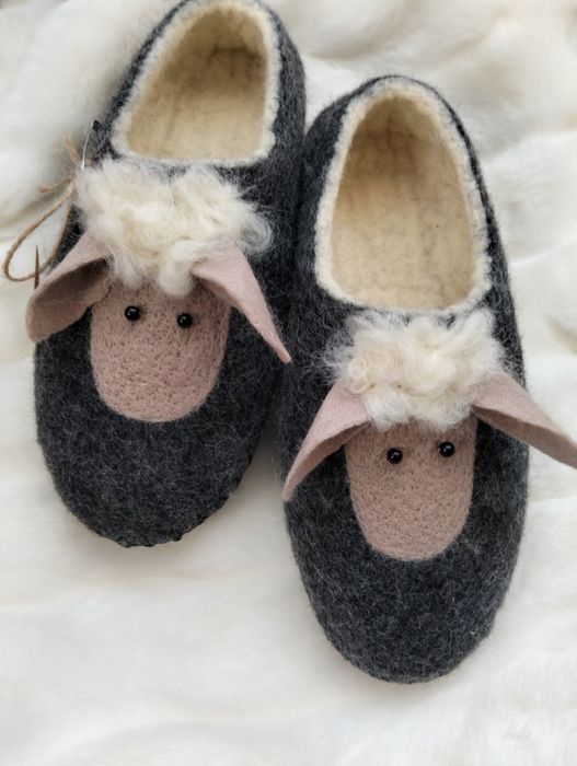 Валяні тапочки/капці ручної роботи з овечої вовни