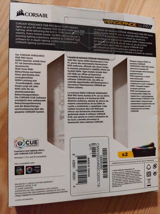 Corsair Vengeance RGB PRO, Samsung B-Die, DDR4, 2x16GB, 3200MHZ, CL16