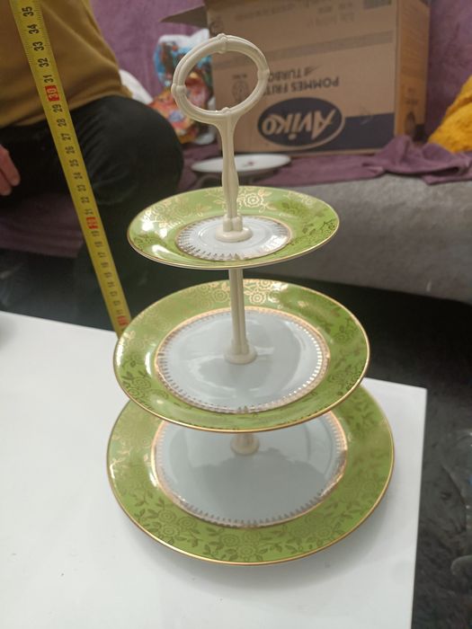 Piękna,stara,porcelanowa,piętrowa patera Czechosłowacja Bohemia PRLa