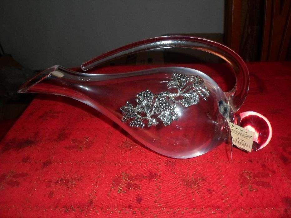 conjunto de garrafa + 2 cálices com estanho